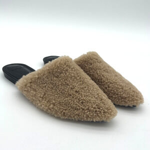 Marc Fisher LTD Misabrinna Genuine Shearling Mule Women 8.5 Beige Pointed Toe